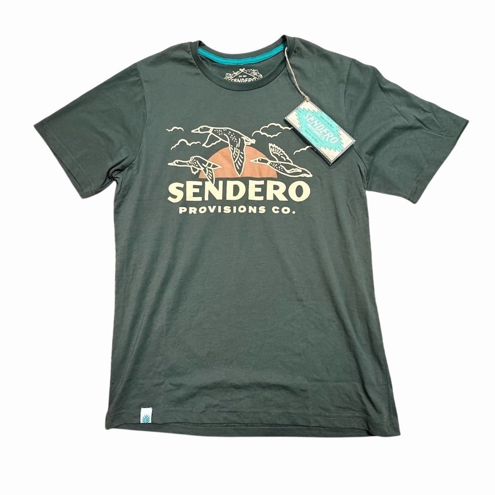 Sendero‎ Provisions Co T-Shirt Mens S Gray Out Yonder Graphic Ducks Sunset